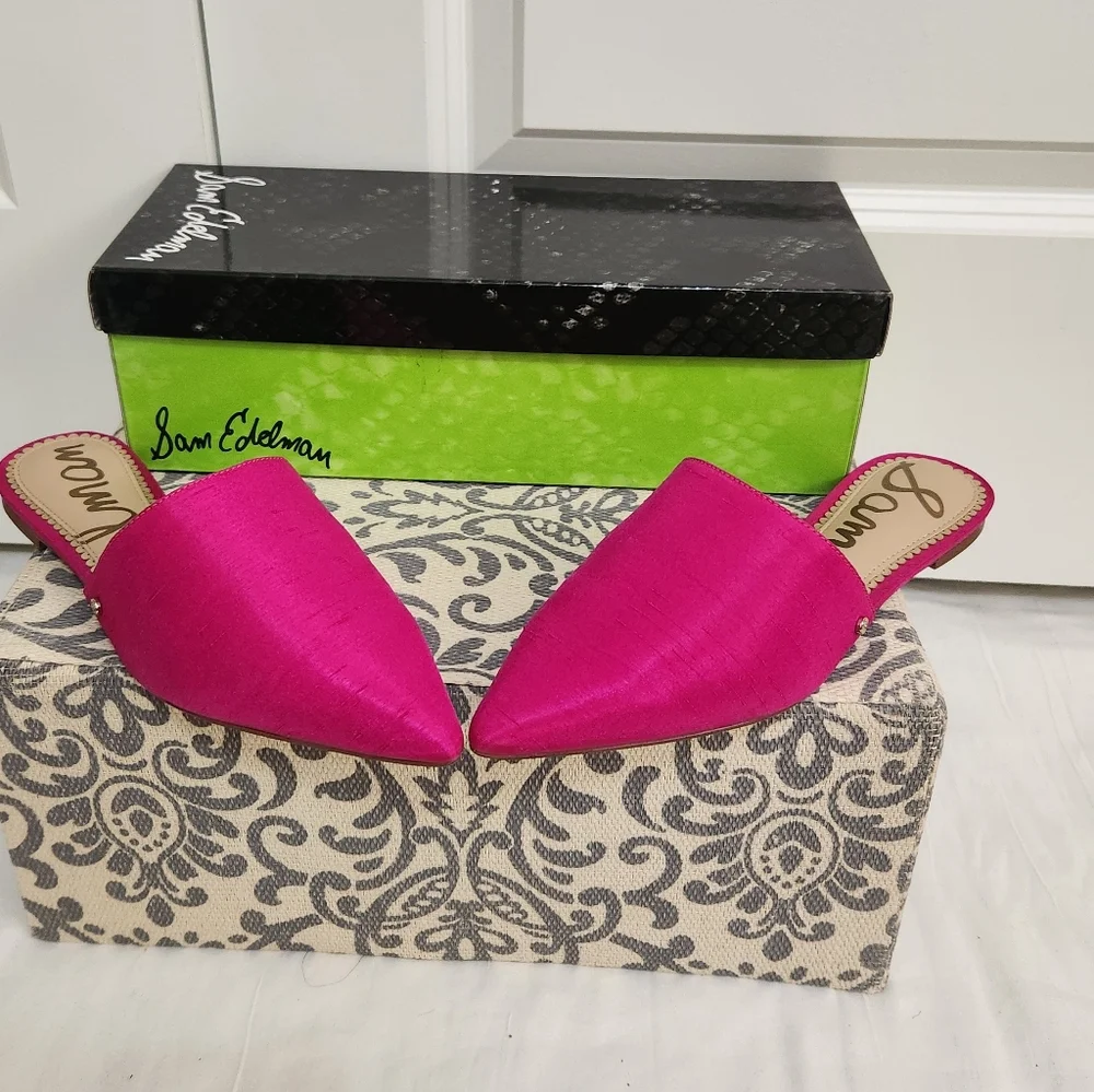 Sam Edelman Hot Pink Pointed Toe Mules - Picture 3 of 8